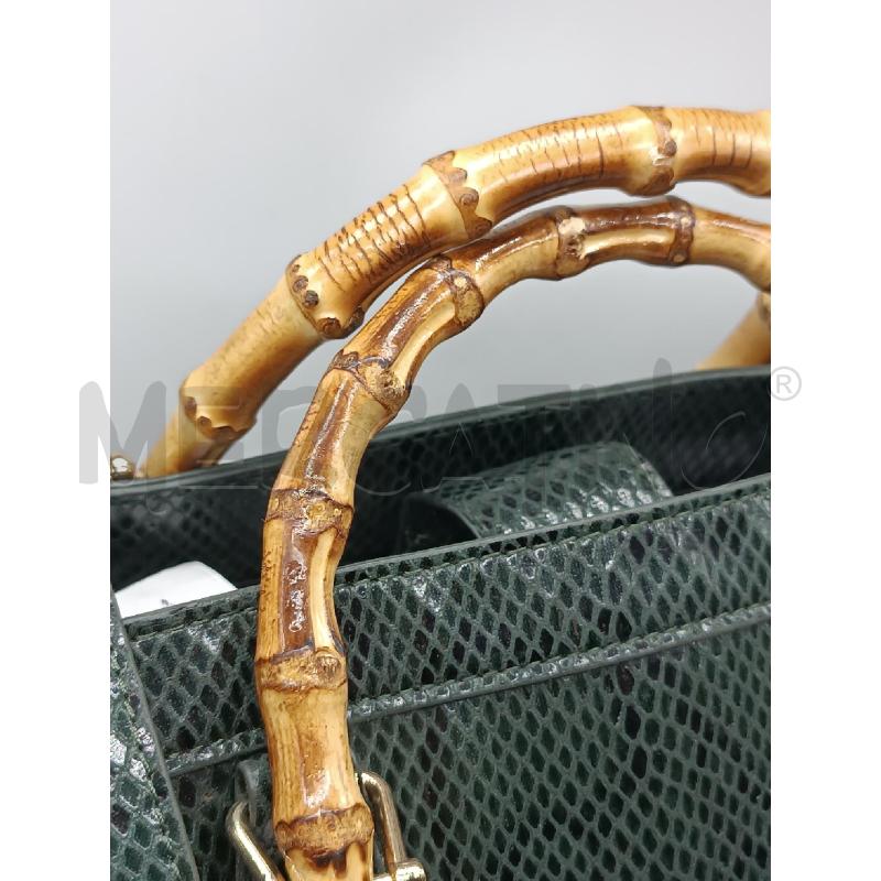BORSA DONNA RUE MADAM PARIS VERDONE NERO MANICI BAMBU EFFETTO RETTILE | Mercatino dell'Usato Torino tenivelli 2
