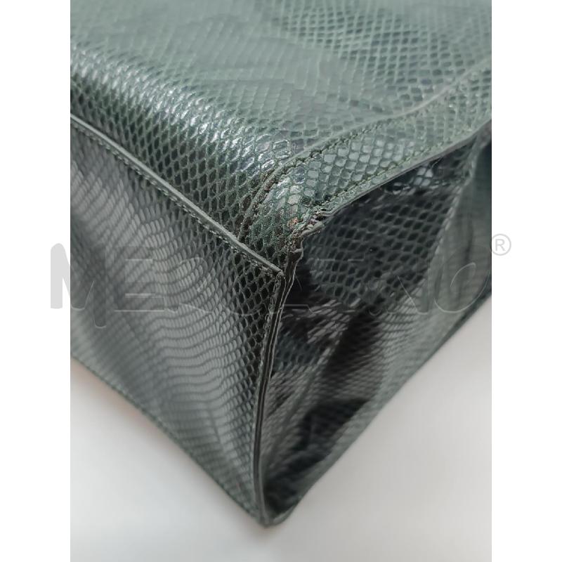 BORSA DONNA RUE MADAM PARIS VERDONE NERO MANICI BAMBU EFFETTO RETTILE | Mercatino dell'Usato Torino tenivelli 3