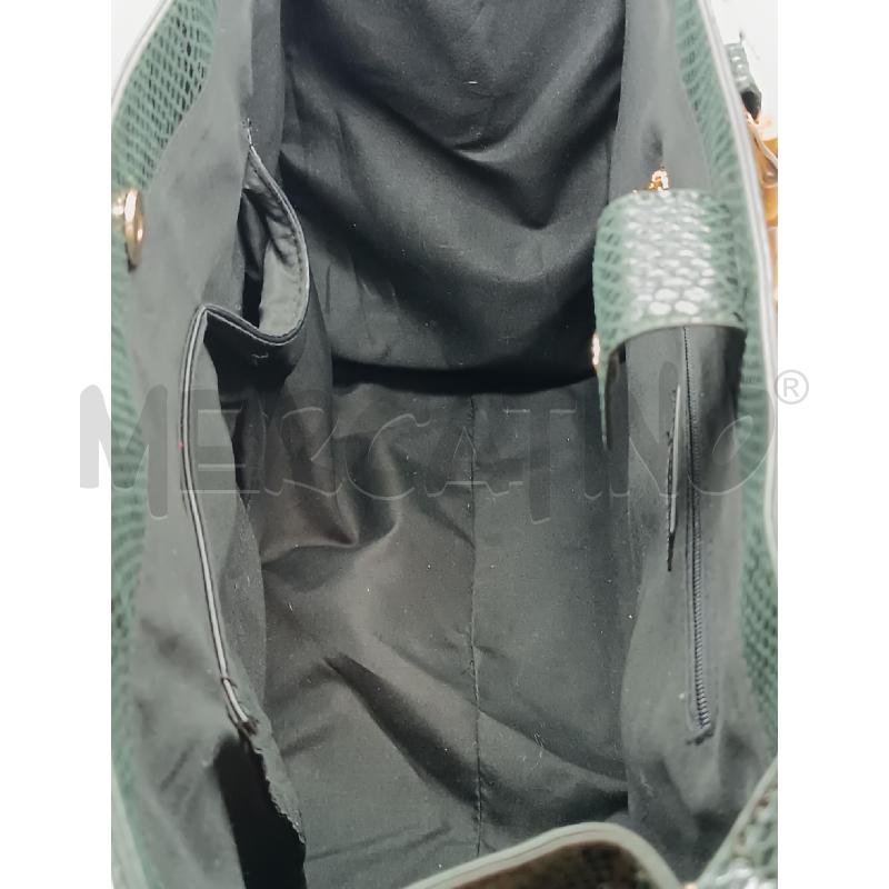 BORSA DONNA RUE MADAM PARIS VERDONE NERO MANICI BAMBU EFFETTO RETTILE | Mercatino dell'Usato Torino tenivelli 4