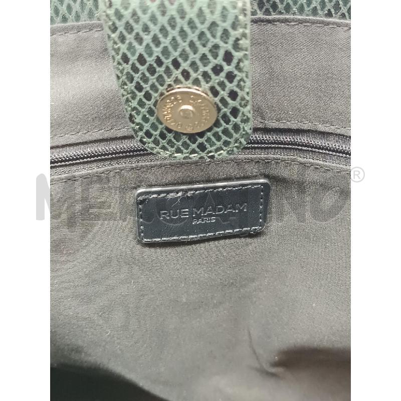 BORSA DONNA RUE MADAM PARIS VERDONE NERO MANICI BAMBU EFFETTO RETTILE | Mercatino dell'Usato Torino tenivelli 5
