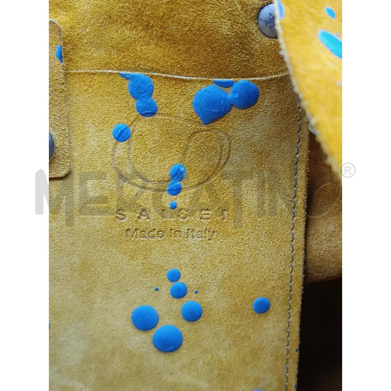 BORSA DONNA SAICEI IN PELLE SCAMOSCIATA SENAPE MCULATA BLU  | Mercatino dell'Usato Torino tenivelli 3