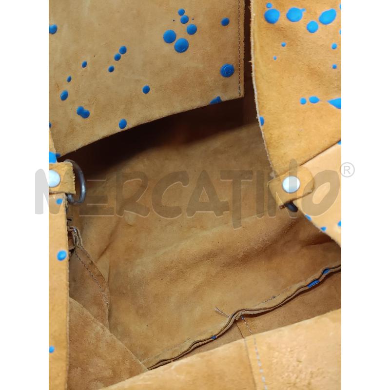 BORSA DONNA SAICEI IN PELLE SCAMOSCIATA SENAPE MCULATA BLU  | Mercatino dell'Usato Torino tenivelli 4