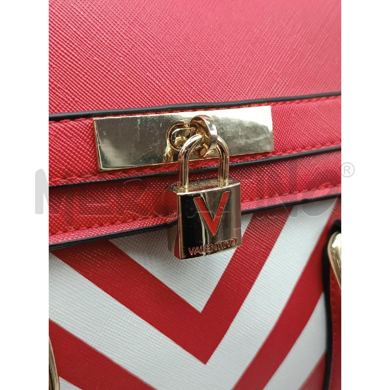 BORSA DONNA VALENTINO ROSSO BIANCO ZIG ZAG INSERTI DORATO  | Mercatino dell'Usato Torino tenivelli 3