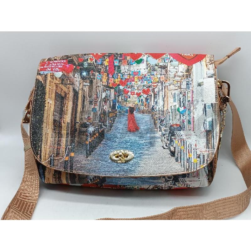 BORSA DONNA YNOT TRACOLLA BEIGE FANTASIA CUORICINI ROSSI | Mercatino dell'Usato Torino tenivelli 1