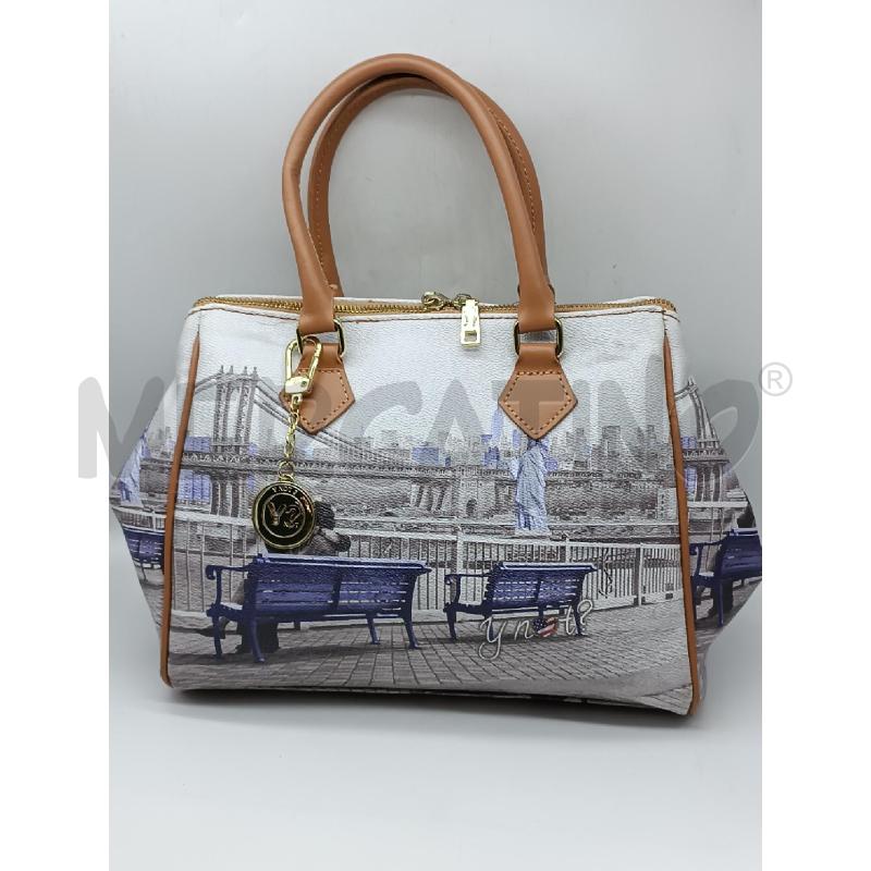 BORSA DONNA Y NOT GRIGIA DISEGNI VIOLA CITA  | Mercatino dell'Usato Torino tenivelli 1