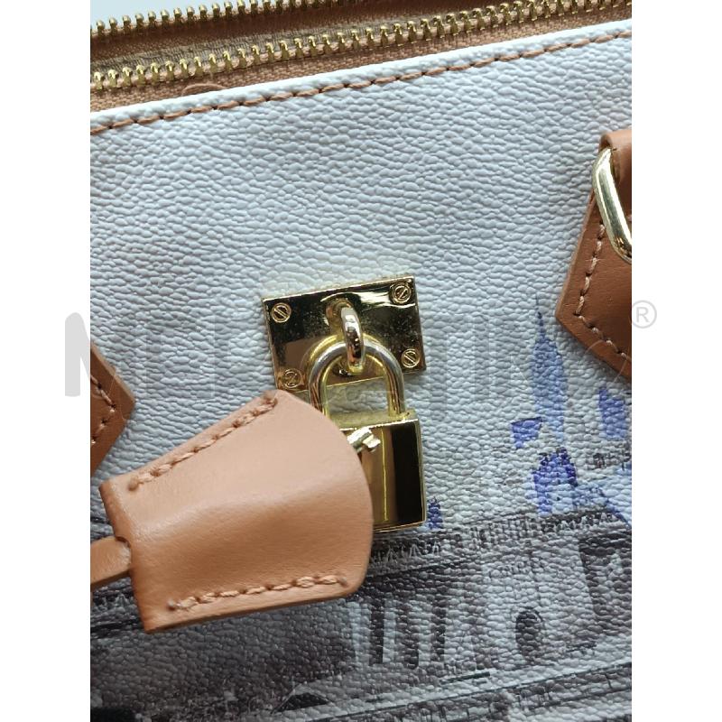 BORSA DONNA Y NOT GRIGIA DISEGNI VIOLA CITA  | Mercatino dell'Usato Torino tenivelli 5