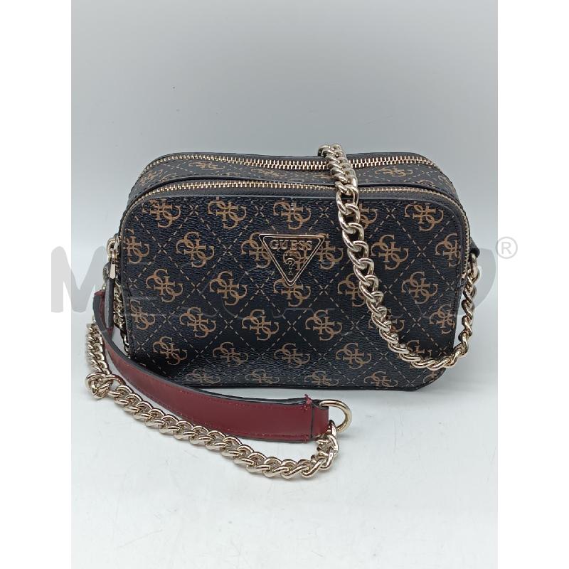 BORSETTA DONNA GUESS MARRONE INTERNO BEIGE  | Mercatino dell'Usato Torino tenivelli 1