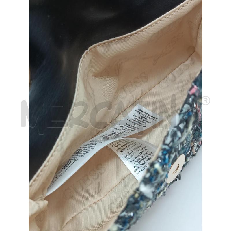 BORSETTA DONNA GUESS TWEED NERO BEIGE BLU PAILLETTES  | Mercatino dell'Usato Torino tenivelli 4