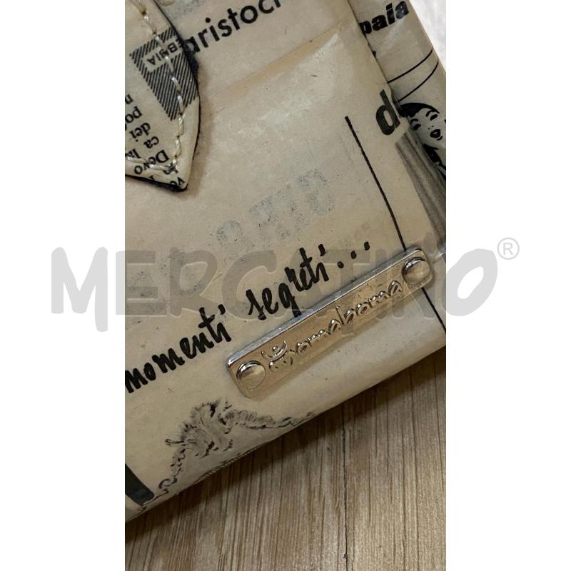 BORSETTA DONNA MOMABOMA BEIGE STAMPA SCRITTE NERE  | Mercatino dell'Usato Torino tenivelli 2