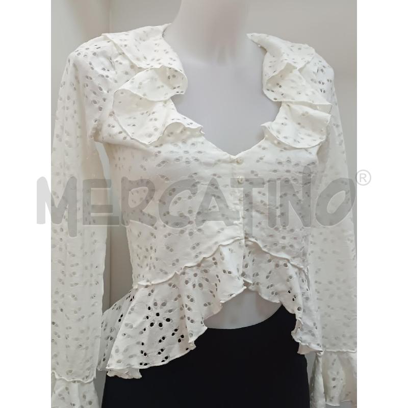CAMICIA DONNA DESIGUAL TRAFORATA BIANCA MANICA LUNGA  | Mercatino dell'Usato Torino tenivelli 1