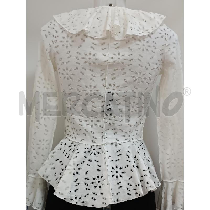 CAMICIA DONNA DESIGUAL TRAFORATA BIANCA MANICA LUNGA  | Mercatino dell'Usato Torino tenivelli 4