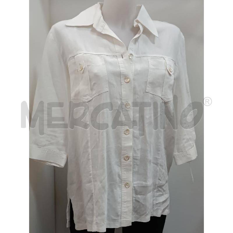 CAMICIA DONNA GRIZE  MANICA 3/4 BIANCO IN LINO CON BOTTONI MADREPERLA  | Mercatino dell'Usato Torino tenivelli 1
