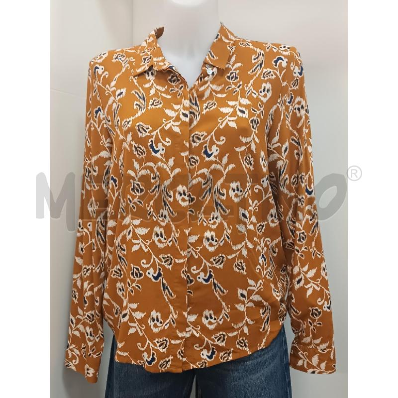 CAMICIA DONNA ICHI ARANCIONE OCRA  DISEGNO ARABESCHE FIORI BIANCO  | Mercatino dell'Usato Torino tenivelli 1