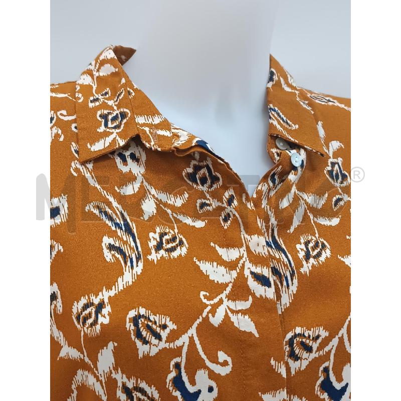 CAMICIA DONNA ICHI ARANCIONE OCRA  DISEGNO ARABESCHE FIORI BIANCO  | Mercatino dell'Usato Torino tenivelli 2