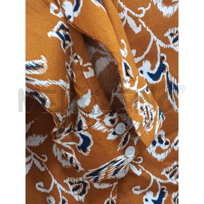 CAMICIA DONNA ICHI ARANCIONE OCRA  DISEGNO ARABESCHE FIORI BIANCO  | Mercatino dell'Usato Torino tenivelli 3