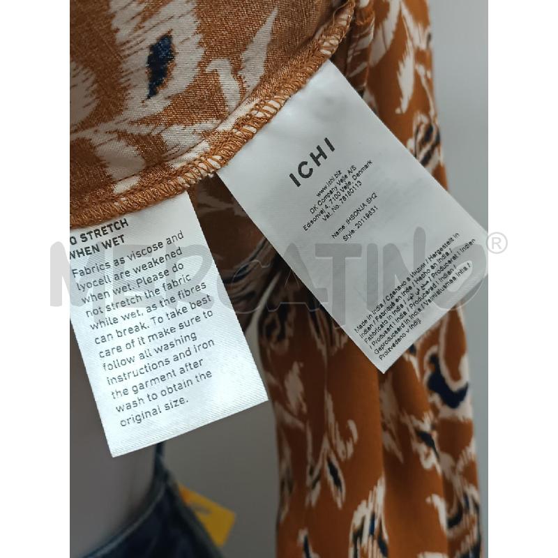 CAMICIA DONNA ICHI ARANCIONE OCRA  DISEGNO ARABESCHE FIORI BIANCO  | Mercatino dell'Usato Torino tenivelli 4