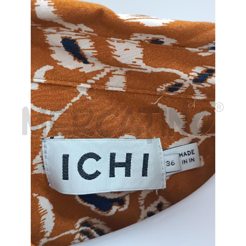 CAMICIA DONNA ICHI ARANCIONE OCRA  DISEGNO ARABESCHE FIORI BIANCO  | Mercatino dell'Usato Torino tenivelli 5