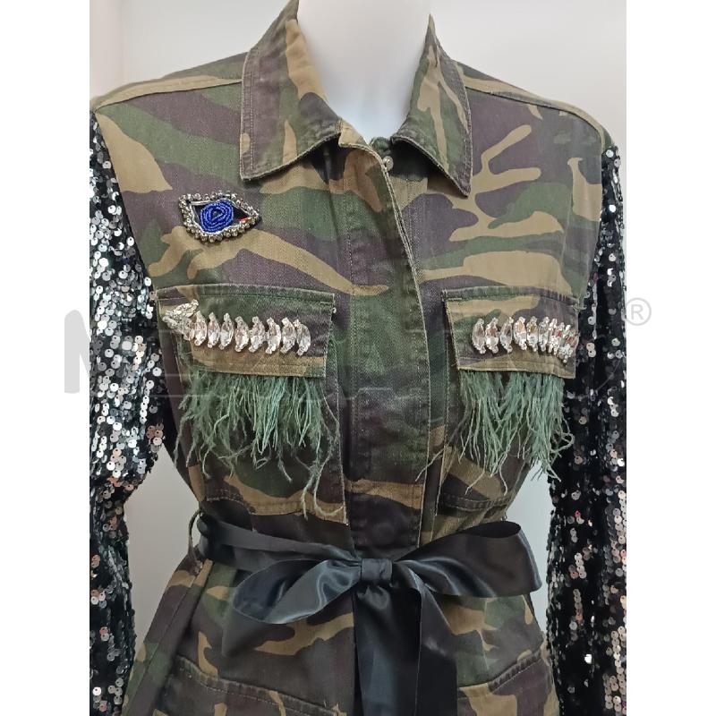 CAMICIA DONNA LOVERY MIMETICA VERDE MANICHE PAILLETTES | Mercatino dell'Usato Torino tenivelli 3