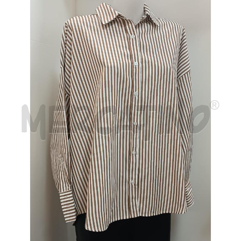 CAMICIA DONNA NOTES RIGHE MARRONE BIANCHE  | Mercatino dell'Usato Torino tenivelli 1