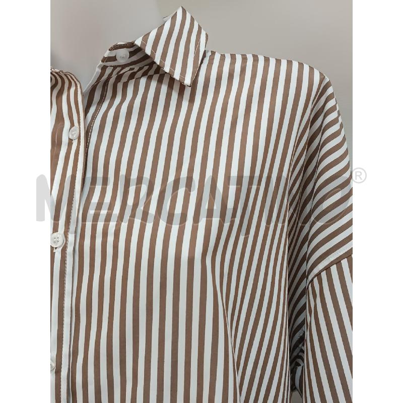 CAMICIA DONNA NOTES RIGHE MARRONE BIANCHE  | Mercatino dell'Usato Torino tenivelli 2