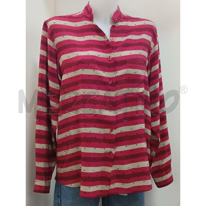 CAMICIA DONNA PANCALDI RIGHE BEIGE ROSA BORDEAUX  | Mercatino dell'Usato Torino tenivelli 1