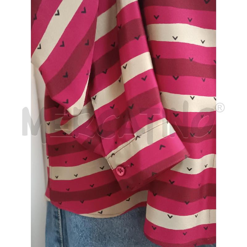 CAMICIA DONNA PANCALDI RIGHE BEIGE ROSA BORDEAUX  | Mercatino dell'Usato Torino tenivelli 3