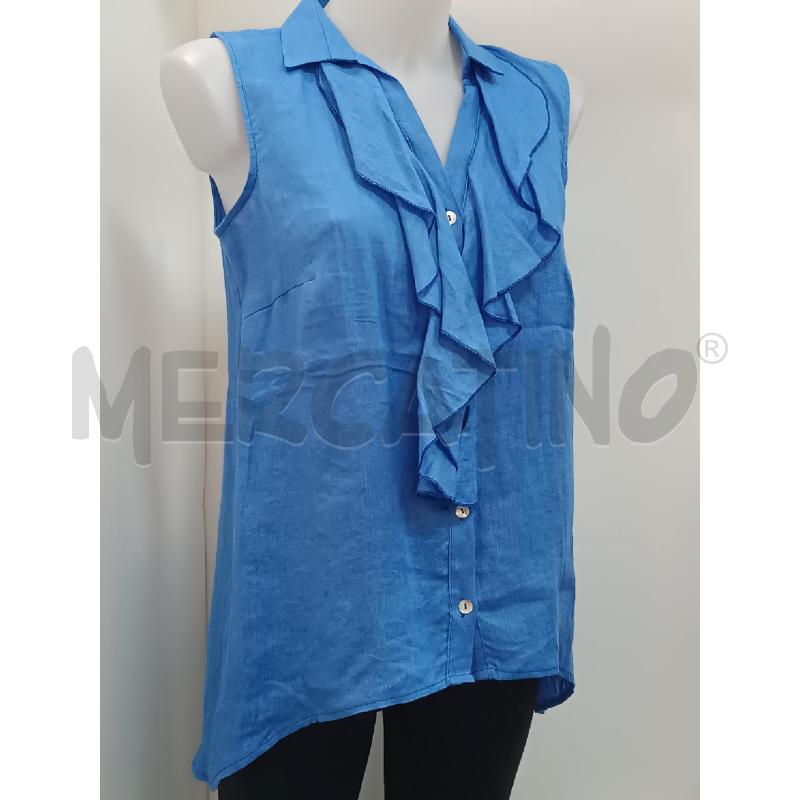 CAMICIA DONNA SMANICATA BLU OLLY DOO LINO | Mercatino dell'Usato Torino tenivelli 1