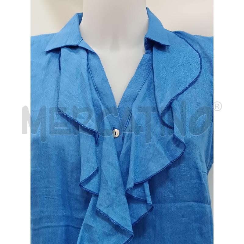 CAMICIA DONNA SMANICATA BLU OLLY DOO LINO | Mercatino dell'Usato Torino tenivelli 2