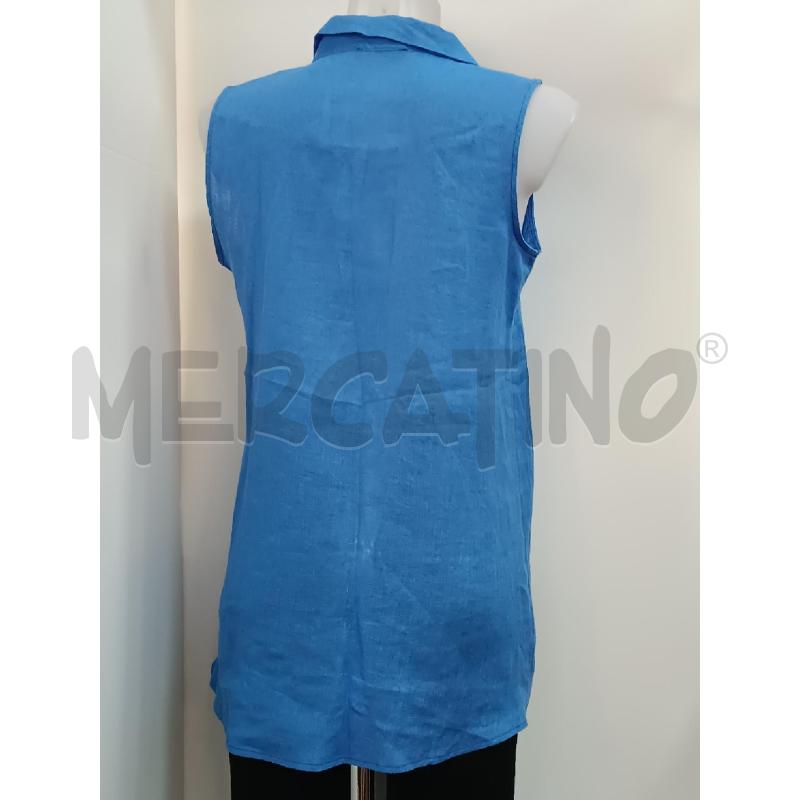 CAMICIA DONNA SMANICATA BLU OLLY DOO LINO | Mercatino dell'Usato Torino tenivelli 3