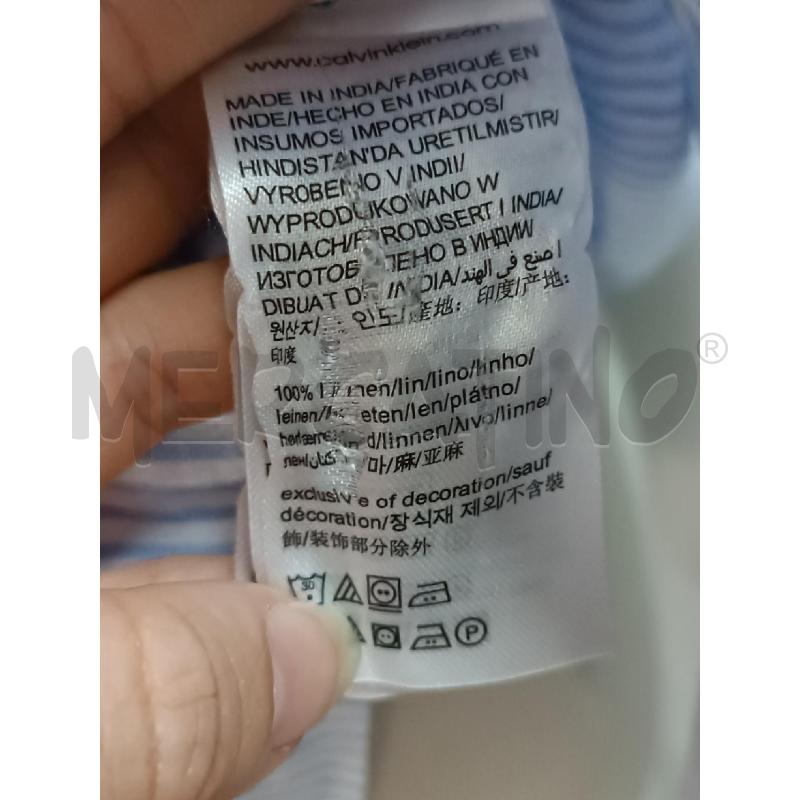 CAMICIA UOMO CALVIN KLEIN LINO BIANCA RIGHE AZZURRE MODELLO SLIM FIT COLLO 41 | Mercatino dell'Usato Torino tenivelli 4