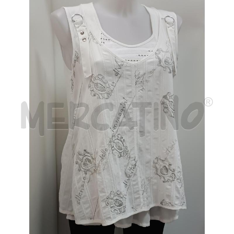 CANOTTA DONNA ELISA CAVALETTI BIANCA FIORI ARGENTATI | Mercatino dell'Usato Torino tenivelli 1