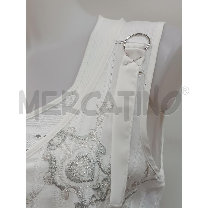 CANOTTA DONNA ELISA CAVALETTI BIANCA FIORI ARGENTATI | Mercatino dell'Usato Torino tenivelli 2
