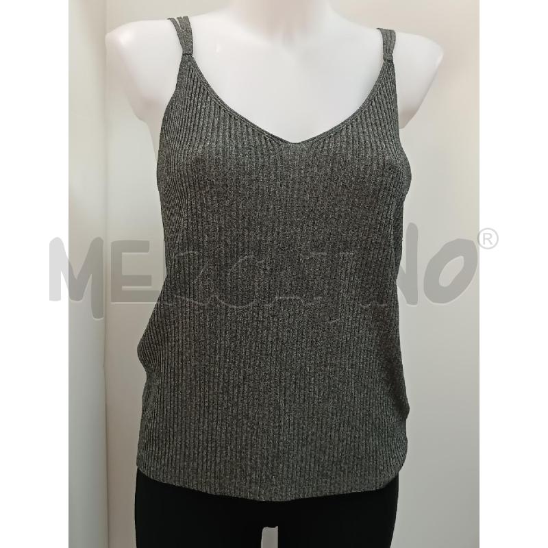 CANOTTA DONNA GRIFFE TRICOT CLASSE GRIGIO A COSTE BRETELLE INTRECCIO  | Mercatino dell'Usato Torino tenivelli 1