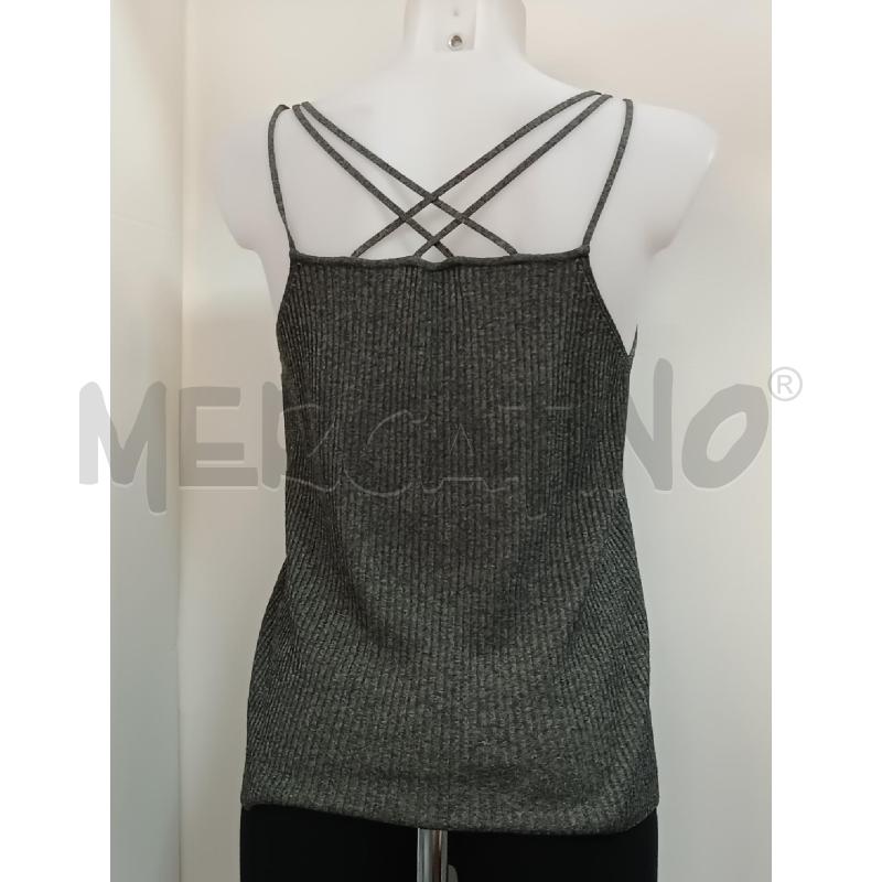 CANOTTA DONNA GRIFFE TRICOT CLASSE GRIGIO A COSTE BRETELLE INTRECCIO  | Mercatino dell'Usato Torino tenivelli 2