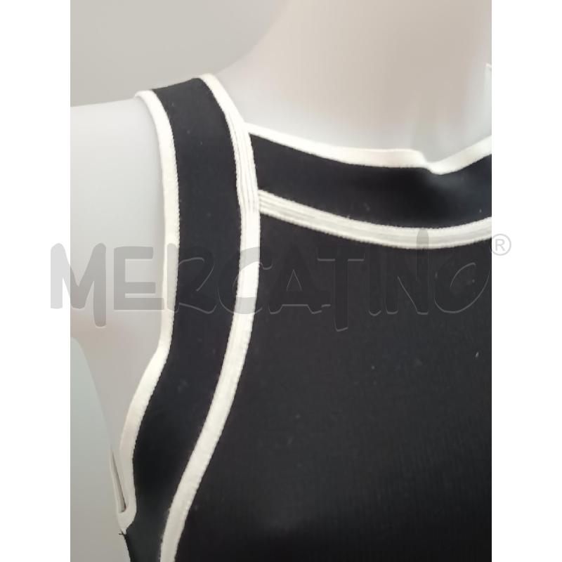 CANOTTA DONNA MASSIMO DUTTI DI MAGLIA NERA BORDINI BIANCHI | Mercatino dell'Usato Torino tenivelli 2