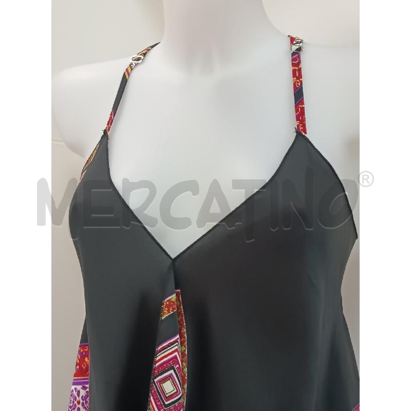 CANOTTA DONNA PAOLO CASALINI NERA FANTASIA GEOMETRICA ROSA ARANCIONE  | Mercatino dell'Usato Torino tenivelli 2