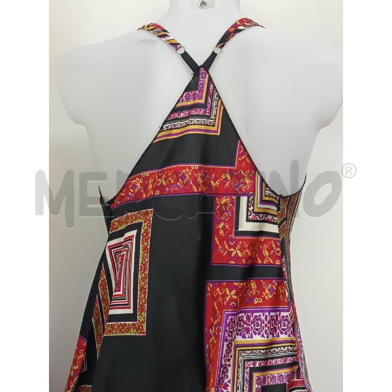 CANOTTA DONNA PAOLO CASALINI NERA FANTASIA GEOMETRICA ROSA ARANCIONE  | Mercatino dell'Usato Torino tenivelli 4