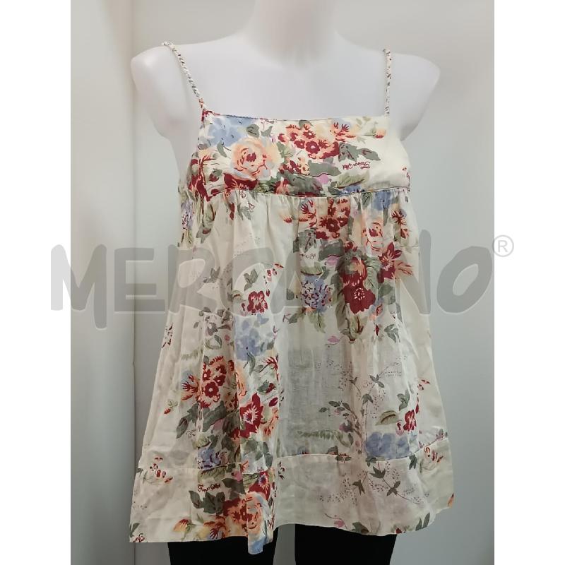 CANOTTA DONNA TWIN-SET BEIGE FLOREALE ROSSO VIOLA ROSA  | Mercatino dell'Usato Torino tenivelli 1
