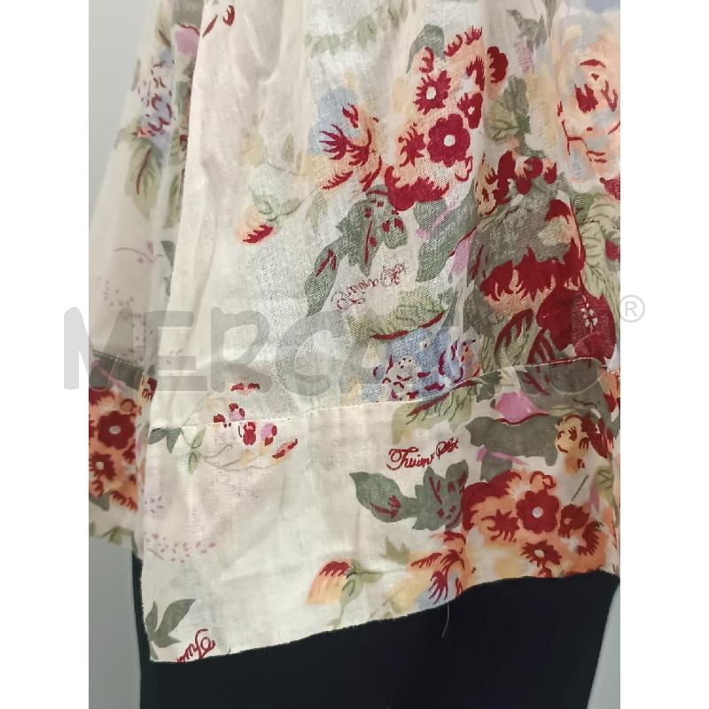 CANOTTA DONNA TWIN-SET BEIGE FLOREALE ROSSO VIOLA ROSA  | Mercatino dell'Usato Torino tenivelli 3