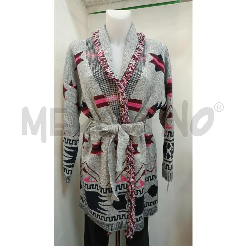 CARDIGAN DONNA FIORELLA RUBINO GRIGIO FANTASIA ROSA BLUNOTTE  | Mercatino dell'Usato Torino tenivelli 1
