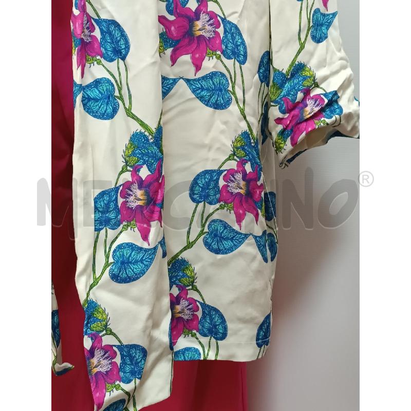 CARDIGAN DONNA KIMONO WU'SIDE 3/4 PANNA FLOREALE BLU ROSA FUCSIA  | Mercatino dell'Usato Torino tenivelli 3