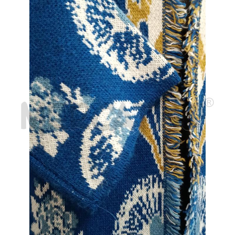 CARDIGAN DONNA KING KONG OVERSIZE BLU FANTASIA SENAPE BIANCA FRANGE | Mercatino dell'Usato Torino tenivelli 3