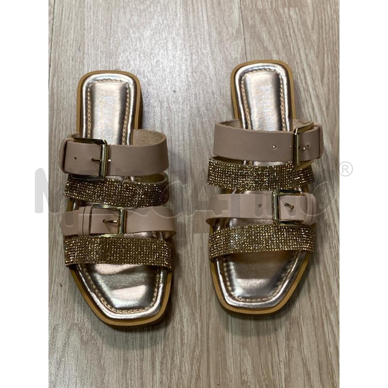 CIABATTE DONNA POLLINI STRINGHATE PELLE CIPRIA E STRASS  | Mercatino dell'Usato Torino tenivelli 1