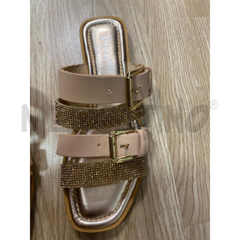 CIABATTE DONNA POLLINI STRINGHATE PELLE CIPRIA E STRASS  | Mercatino dell'Usato Torino tenivelli 2