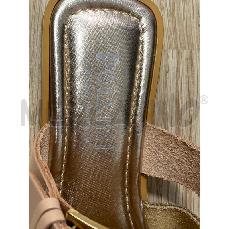 CIABATTE DONNA POLLINI STRINGHATE PELLE CIPRIA E STRASS  | Mercatino dell'Usato Torino tenivelli 3