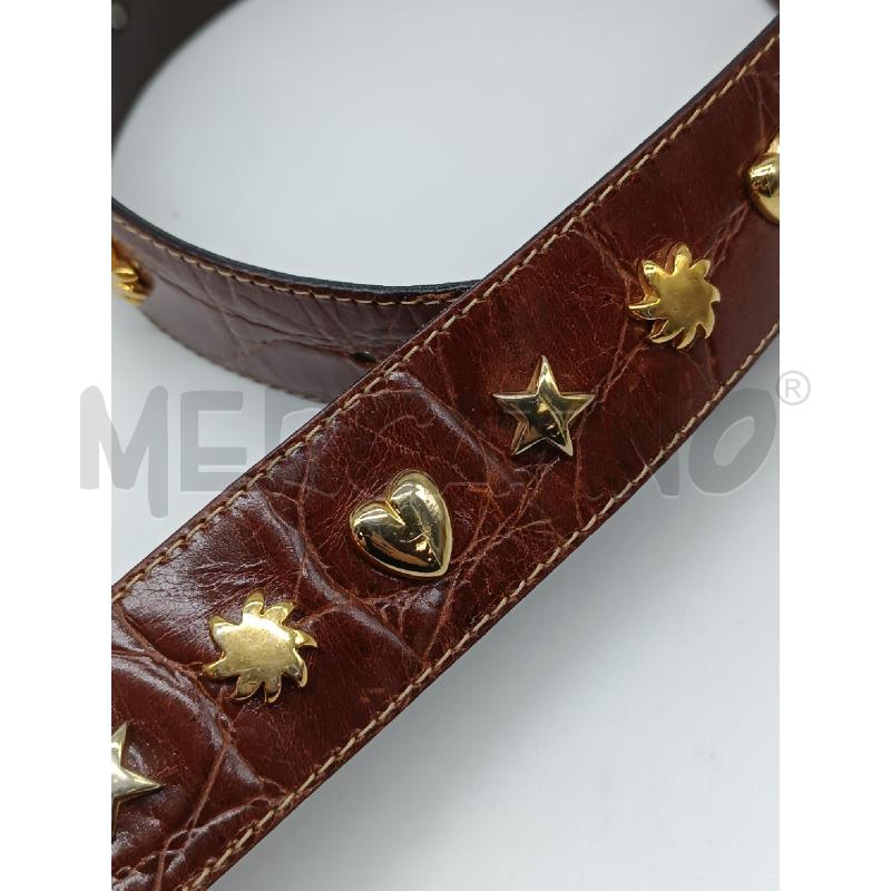 CINTURA DONNA FURLA PELLE MARRONE EFFETTO RETTILE BORCHIE DORATE STELLA CUORE E FIORI  | Mercatino dell'Usato Torino tenivelli 2