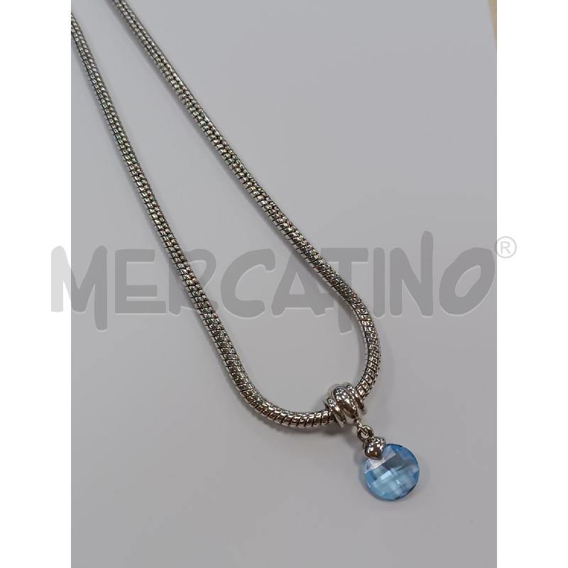 COLLANA GROSSE ACCAIO CIONDOLO AZZURRO  | Mercatino dell'Usato Torino tenivelli 1