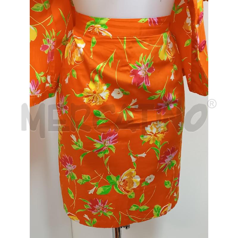 COMPLETO DONNA GRUPPO GFT ARANCIONE FLOREALE GONNA + GIACCA MANICA  3/4  | Mercatino dell'Usato Torino tenivelli 4