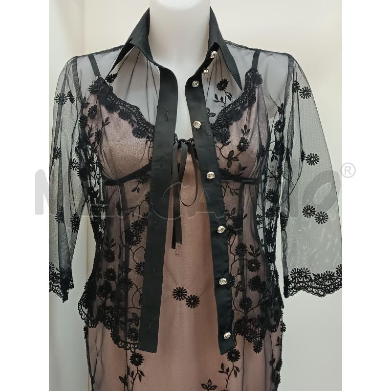 COMPLETO DONNA JKITTE ROSANTICO + GIACHETTA DI TULE CON RICAMI FIORI NERI  | Mercatino dell'Usato Torino tenivelli 2