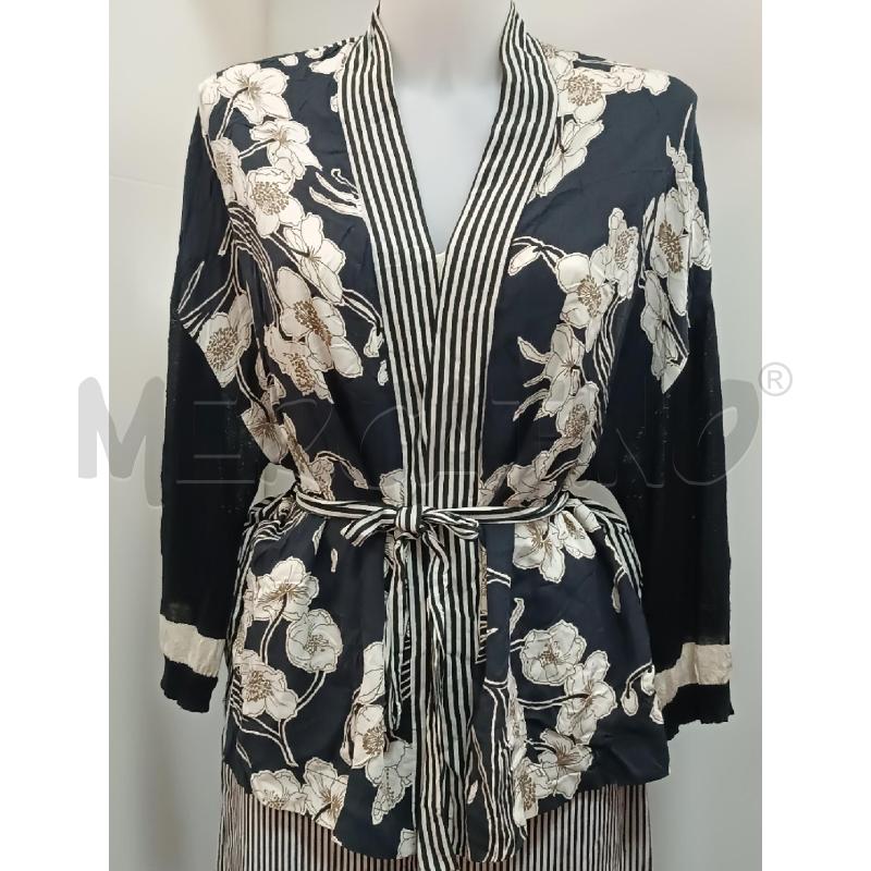 COMPLETO DONNA KAOS RIGHE NERE BEIGE PANTALONE +KIMONO | Mercatino dell'Usato Torino tenivelli 2